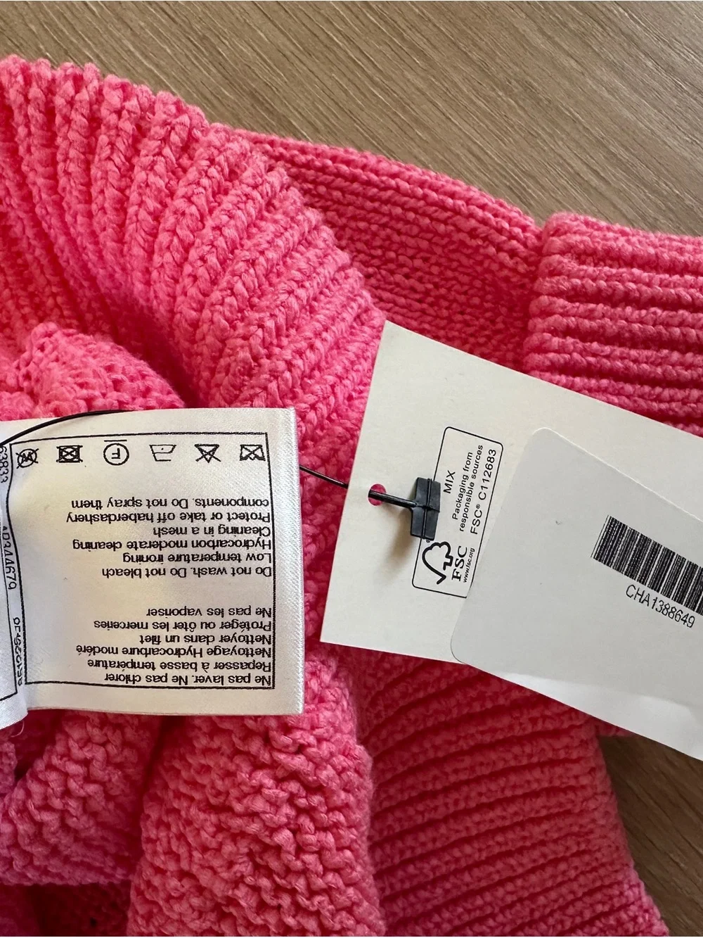 CHANEL Hot Pink Cropped Crewneck Sweater